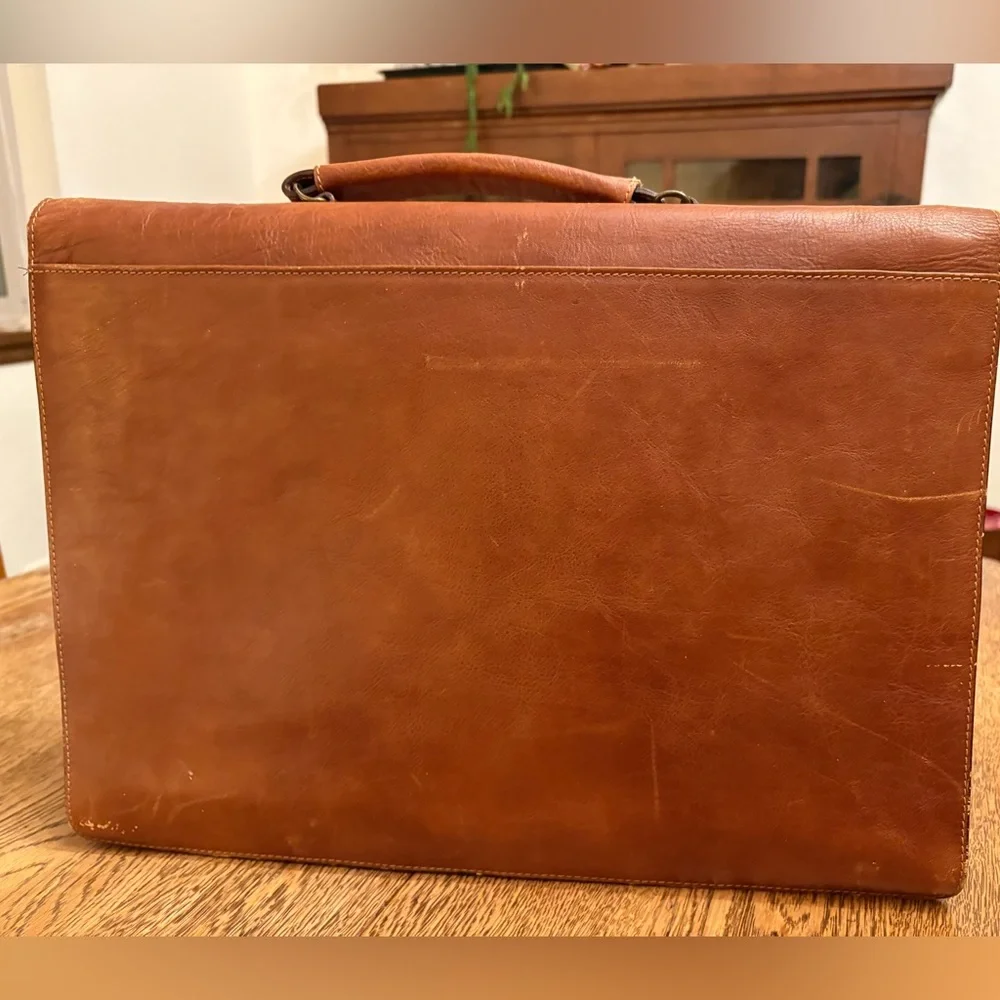 Vintage Nordstrom Portfolio Leather Lock Combination Function Briefcase